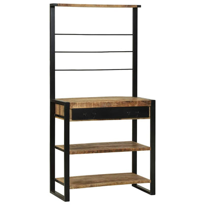 Kitchen Rack Brown and Black 80 x 40 x 160 cm Solid Mango Wood