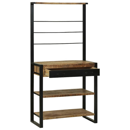 Kitchen Rack Brown and Black 80 x 40 x 160 cm Solid Mango Wood