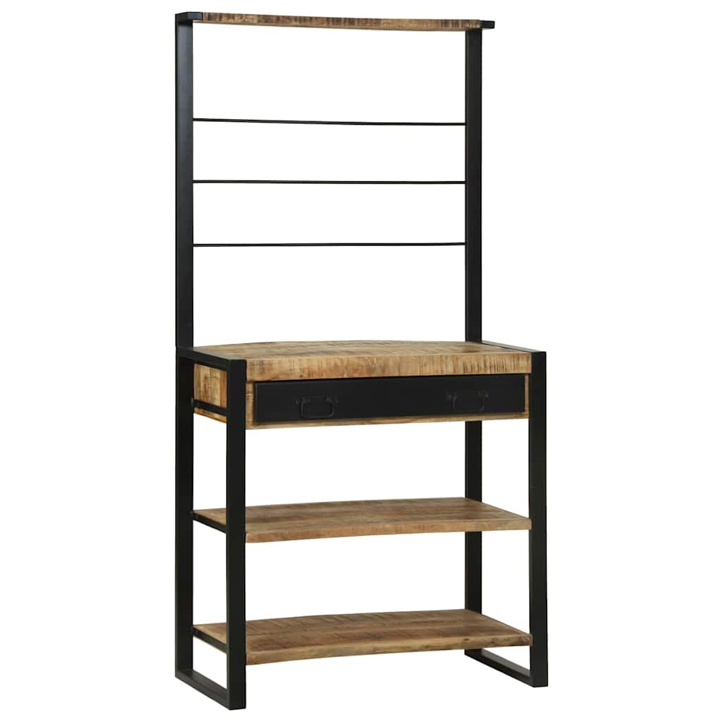 Kitchen Rack Brown and Black 80 x 40 x 160 cm Solid Mango Wood