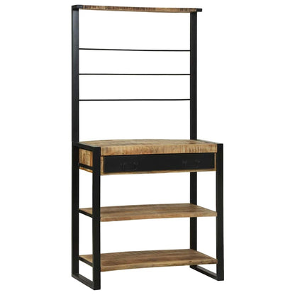 Kitchen Rack Brown and Black 80 x 40 x 160 cm Solid Mango Wood