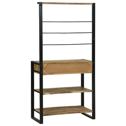 Kitchen Rack Brown and Black 80 x 40 x 160 cm Solid Mango Wood