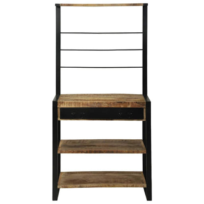 Kitchen Rack Brown and Black 80 x 40 x 160 cm Solid Mango Wood