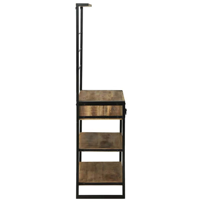 Kitchen Rack Brown and Black 80 x 40 x 160 cm Solid Mango Wood
