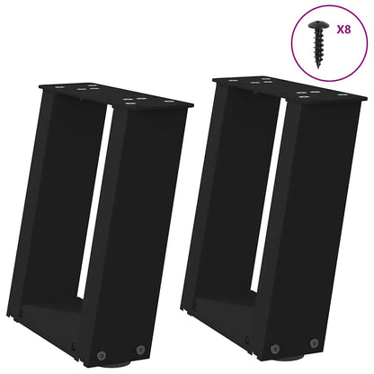 Coffee Table Legs U-Shaped 2 pcs Black 30x(30-31) cm Steel