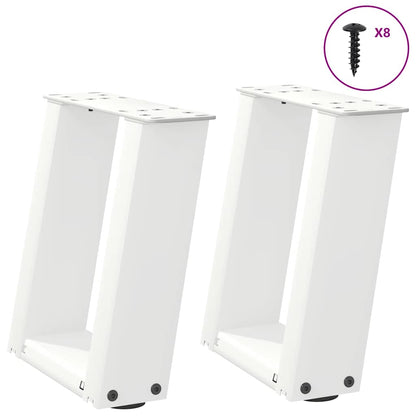 Coffee Table Legs U-Shaped 2 pcs White 30x(30-31) cm Steel