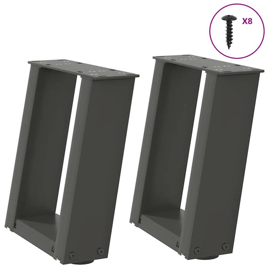Coffee Table Legs U-Shaped 2 pcs Anthracite 30x(30-31) cm Steel