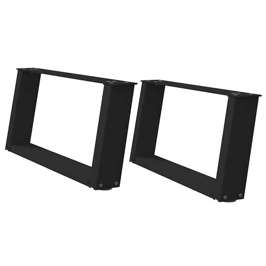 Coffee Table Legs U-Shaped 2 pcs Black 70x(30-31) cm Steel