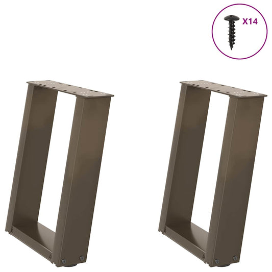 Coffee Table Legs U-Shaped 2 pcs Natural Steel 38x(42-43) cm Steel