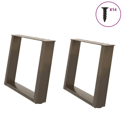 Coffee Table Legs U-Shaped 2 pcs Natural Steel 60x(42-43) cm Steel