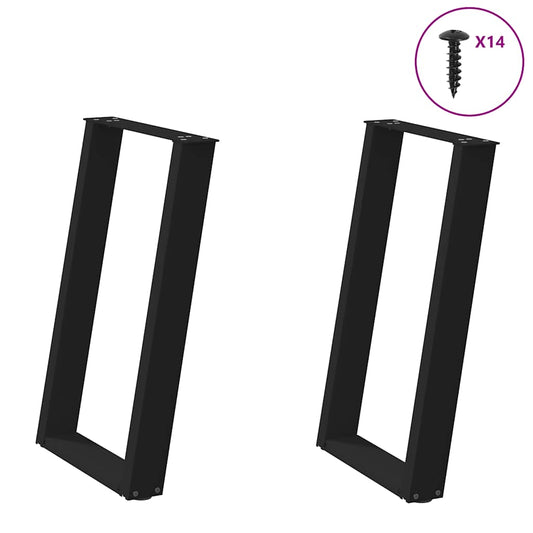 Dining Table Legs U-Shaped 2 pcs Black 50x(72-73) cm Steel