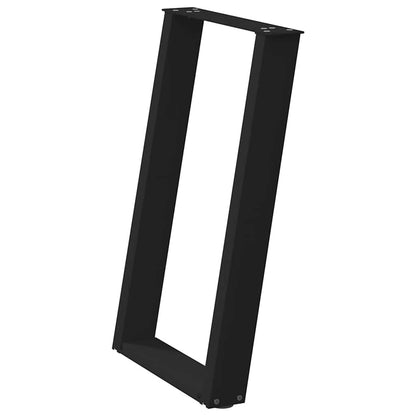 Dining Table Legs U-Shaped 2 pcs Black 50x(72-73) cm Steel