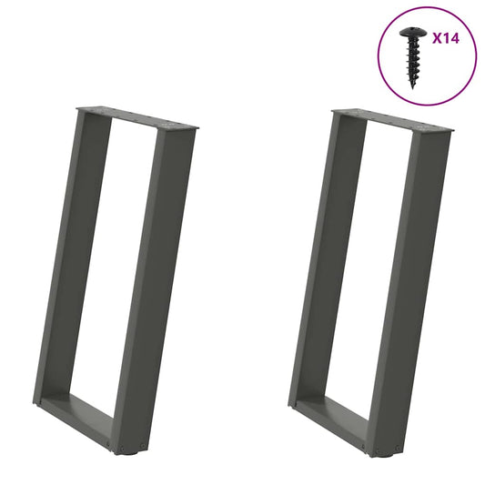 Dining Table Legs U-Shaped 2 pcs Anthracite 50x(72-73) cm Steel