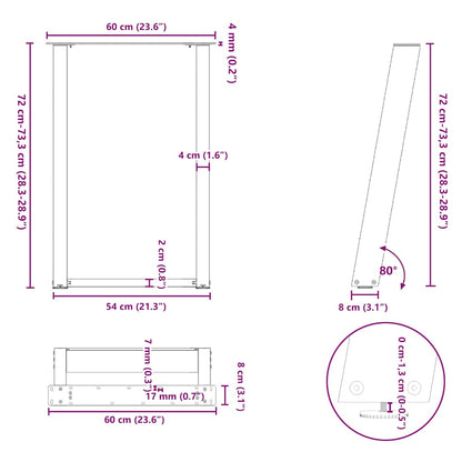 Dining Table Legs U-Shaped 2 pcs Anthracite 60x(72-73) cm Steel