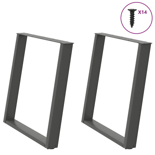 Dining Table Legs U-Shaped 2 pcs Anthracite 70x(72-73) cm Steel
