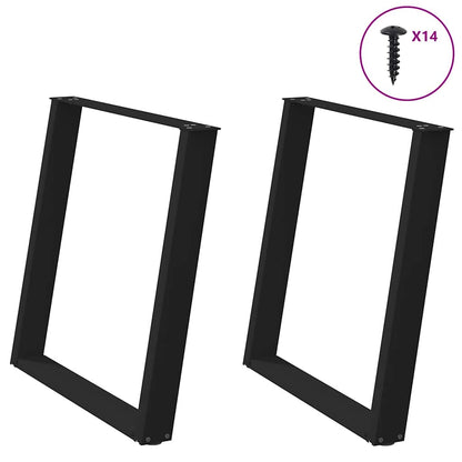Dining Table Legs U-Shaped 2 pcs Black 80x(72-73) cm Steel