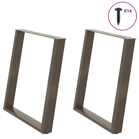 Dining Table Legs U-Shaped 2 pcs Natural Steel 80x(72-73) cm Steel