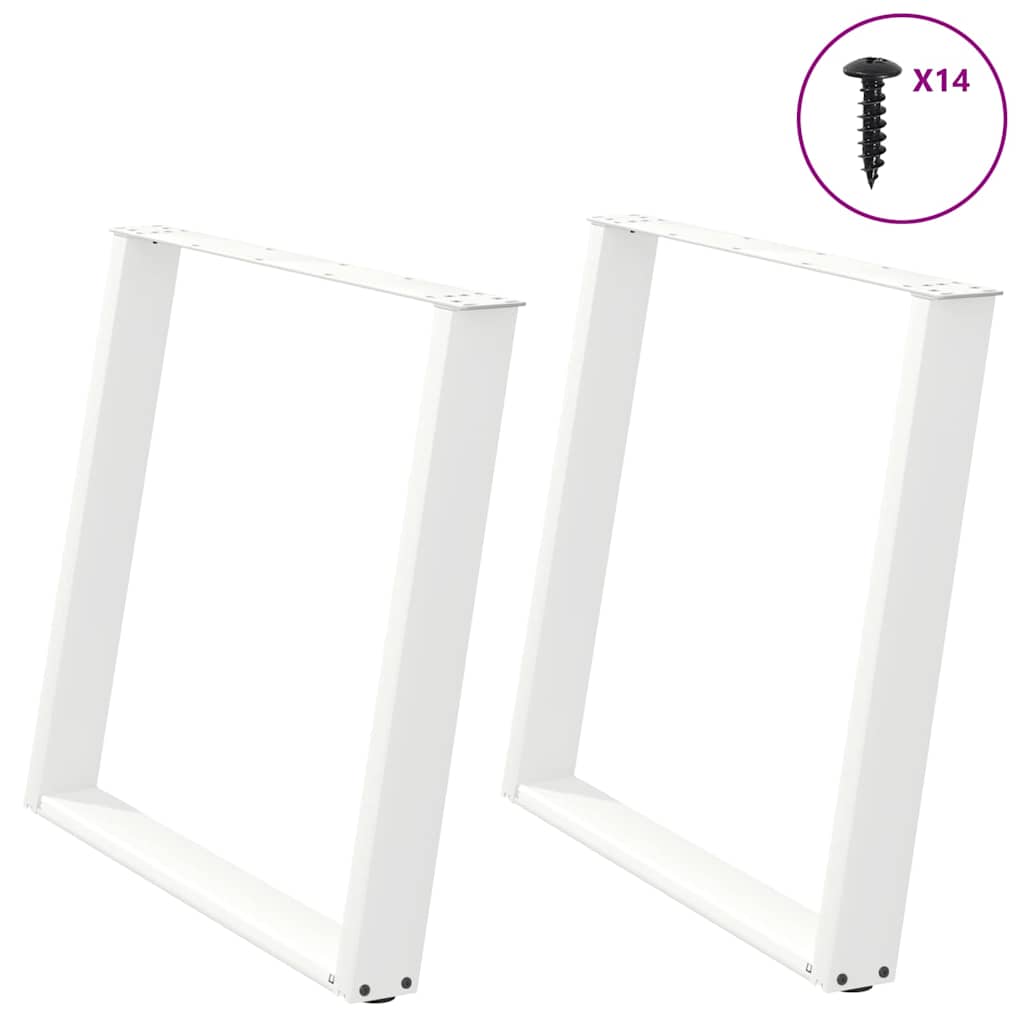 Dining Table Legs U-Shaped 2 pcs White 90x(72-73) cm Steel