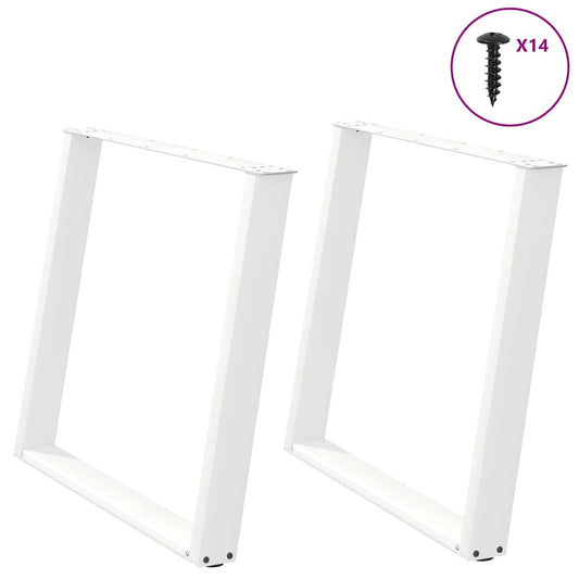 Dining Table Legs U-Shaped 2 pcs White 90x(72-73) cm Steel