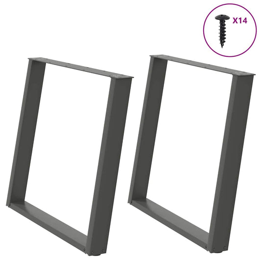 Dining Table Legs U-Shaped 2 pcs Anthracite 90x(72-73) cm Steel