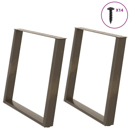 Dining Table Legs U-Shaped 2 pcs Natural Steel 90x(72-73) cm Steel