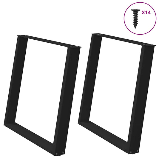 Dining Table Legs U-Shaped 2 pcs Black 100x(72-73) cm Steel
