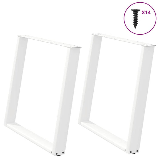 Dining Table Legs U-Shaped 2 pcs White 100x(72-73) cm Steel