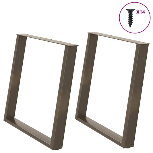 Dining Table Legs U-Shaped 2 pcs Natural Steel 100x(72-73) cm Steel