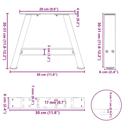 Coffee Table Legs A-Shaped 2 pcs 30x(30-31) cm Steel