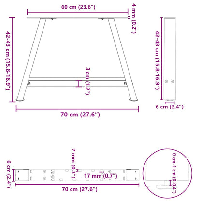 Coffee Table Legs A-Shaped 2 pcs 70x(42-43) cm Steel