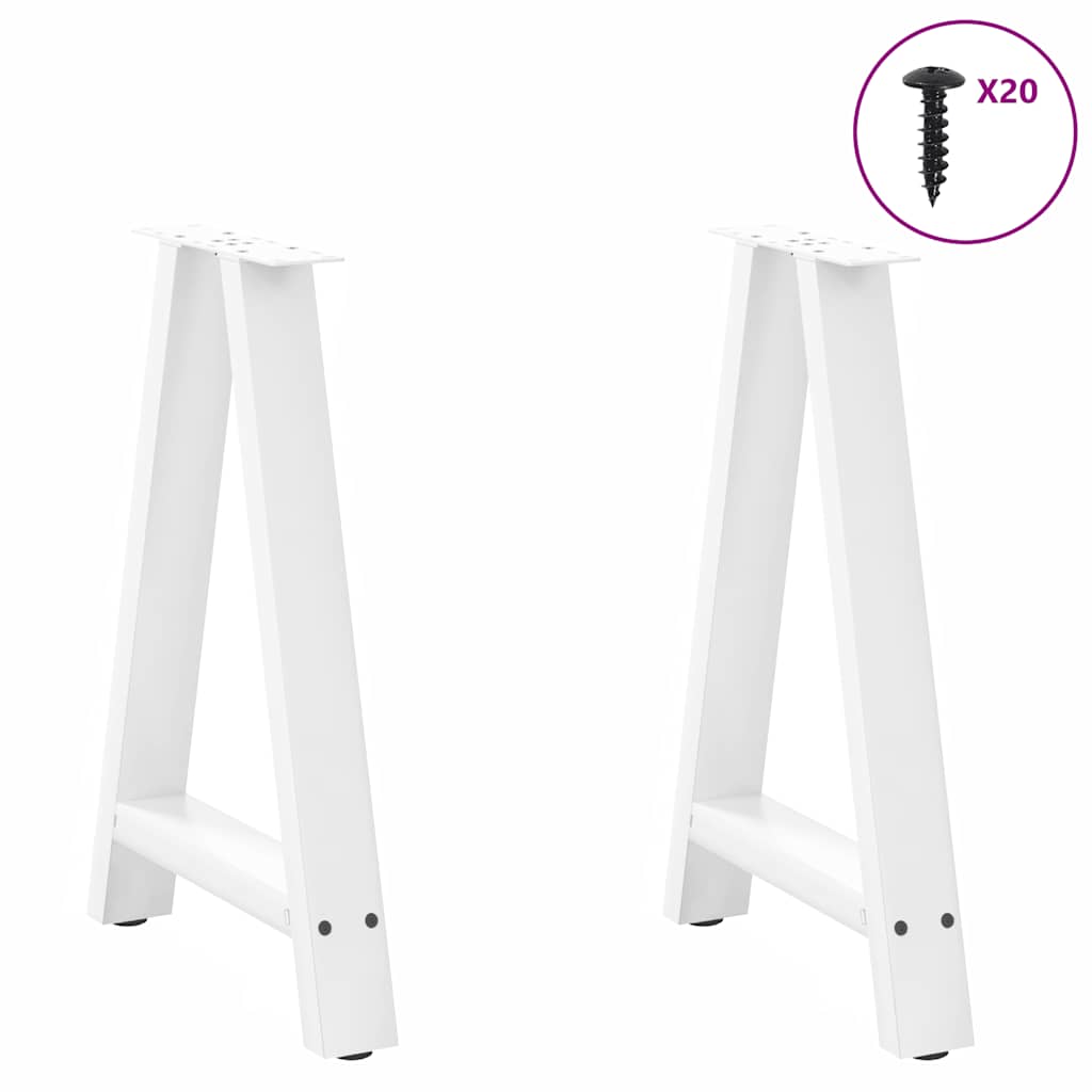Dining Table Legs A-Shaped 2 pcs White 50x(72-73) cm Steel