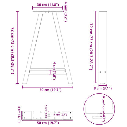 Dining Table Legs A-Shaped 2 pcs Anthracite 50x(72-73) cm Steel