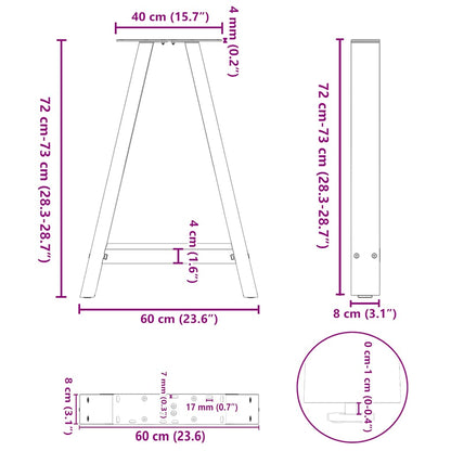 Dining Table Legs A-Shaped 2 pcs Anthracite 60x(72-73) cm Steel