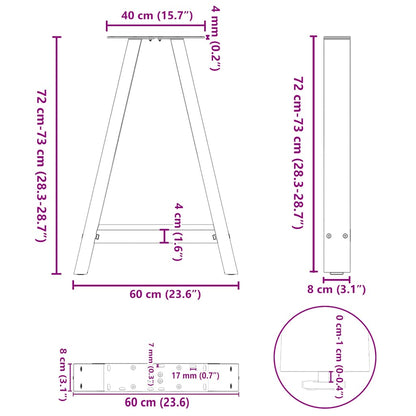 Dining Table Legs A-Shaped 2 pcs 60x(72-73) cm Steel
