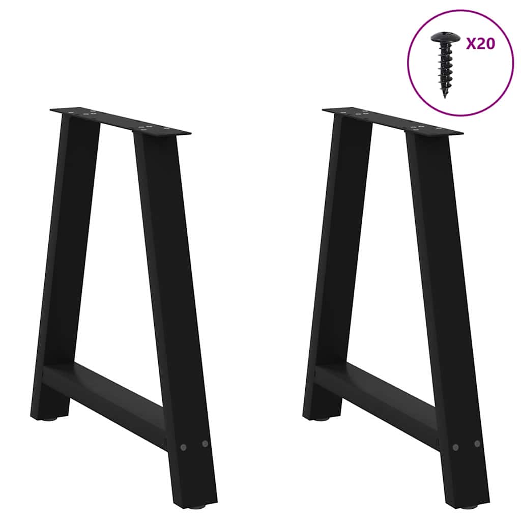 Dining Table Legs A-Shaped 2 pcs Black 70x(72-73) cm Steel