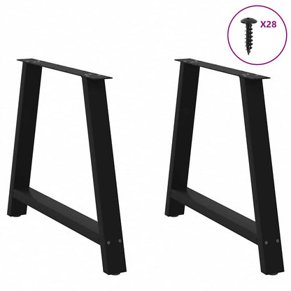 Dining Table Legs A-Shaped 2 pcs Black 100x(72-73) cm Steel