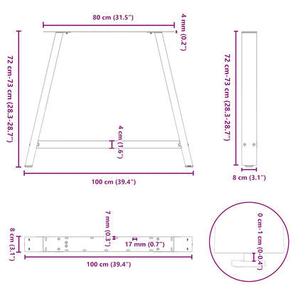 Dining Table Legs A-Shaped 2 pcs 100x(72-73) cm Steel