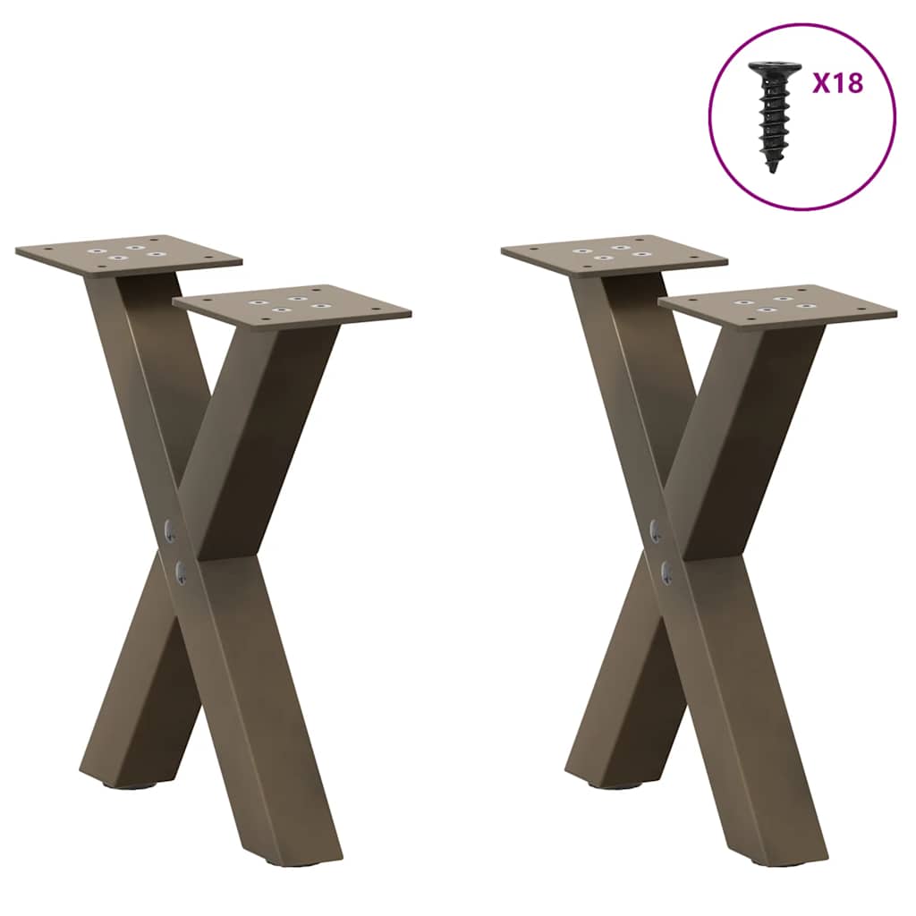 Coffee Table Legs X-Shaped 2 pcs Natural Steel 30x(30-31) cm Steel