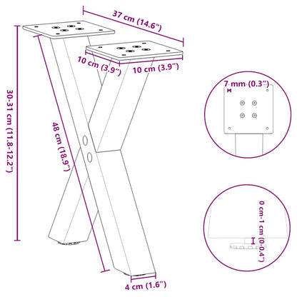 Coffee Table Legs X-Shaped 2 pcs White 37x(30-31) cm Steel