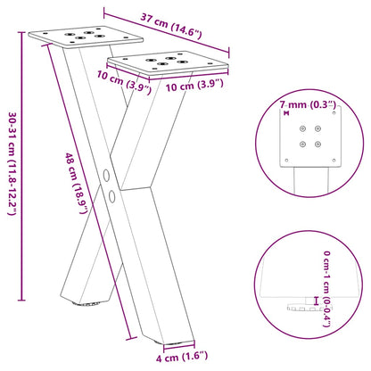 Coffee Table Legs X-Shaped 2 pcs Anthracite 37x(30-31) cm Steel