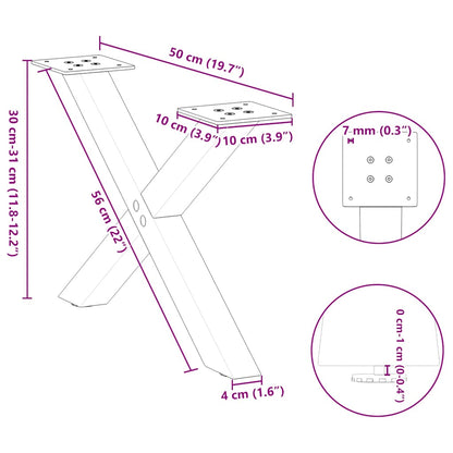 Coffee Table Legs X-Shaped 2 pcs White 50x(30-31) cm Steel