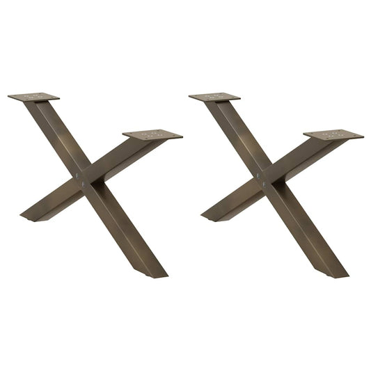 Coffee Table Legs X-Shaped 2 pcs Natural Steel 70x(30-31) cm Steel