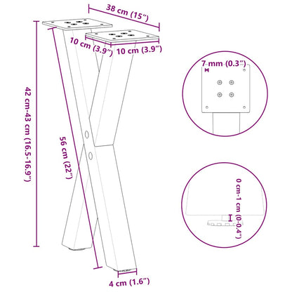 Coffee Table Legs X-Shaped 2 pcs Black 38x(42-43) cm Steel