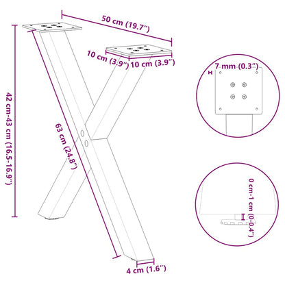 Coffee Table Legs X-Shaped 2 pcs Black 50x(42-43) cm Steel