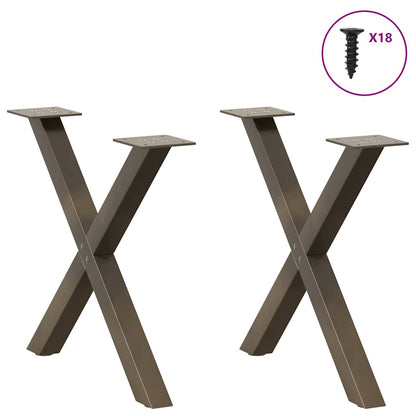 Coffee Table Legs X-Shaped 2 pcs Natural Steel 50x(42-43) cm Steel