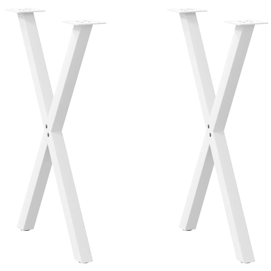 Dining Table Legs X-Shaped 2 pcs White 50x(72-73) cm Steel
