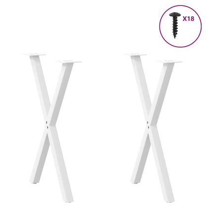 Dining Table Legs X-Shaped 2 pcs White 50x(72-73) cm Steel