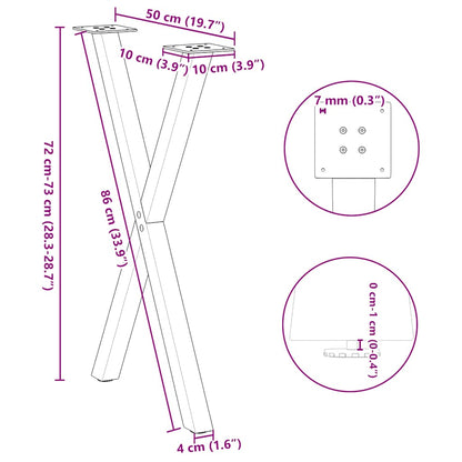 Dining Table Legs X-Shaped 2 pcs White 50x(72-73) cm Steel