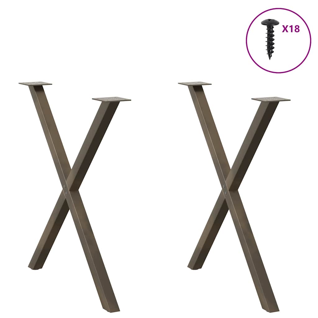 Dining Table Legs X-Shaped 2 pcs Natural Steel 70x(72-73) cm Steel