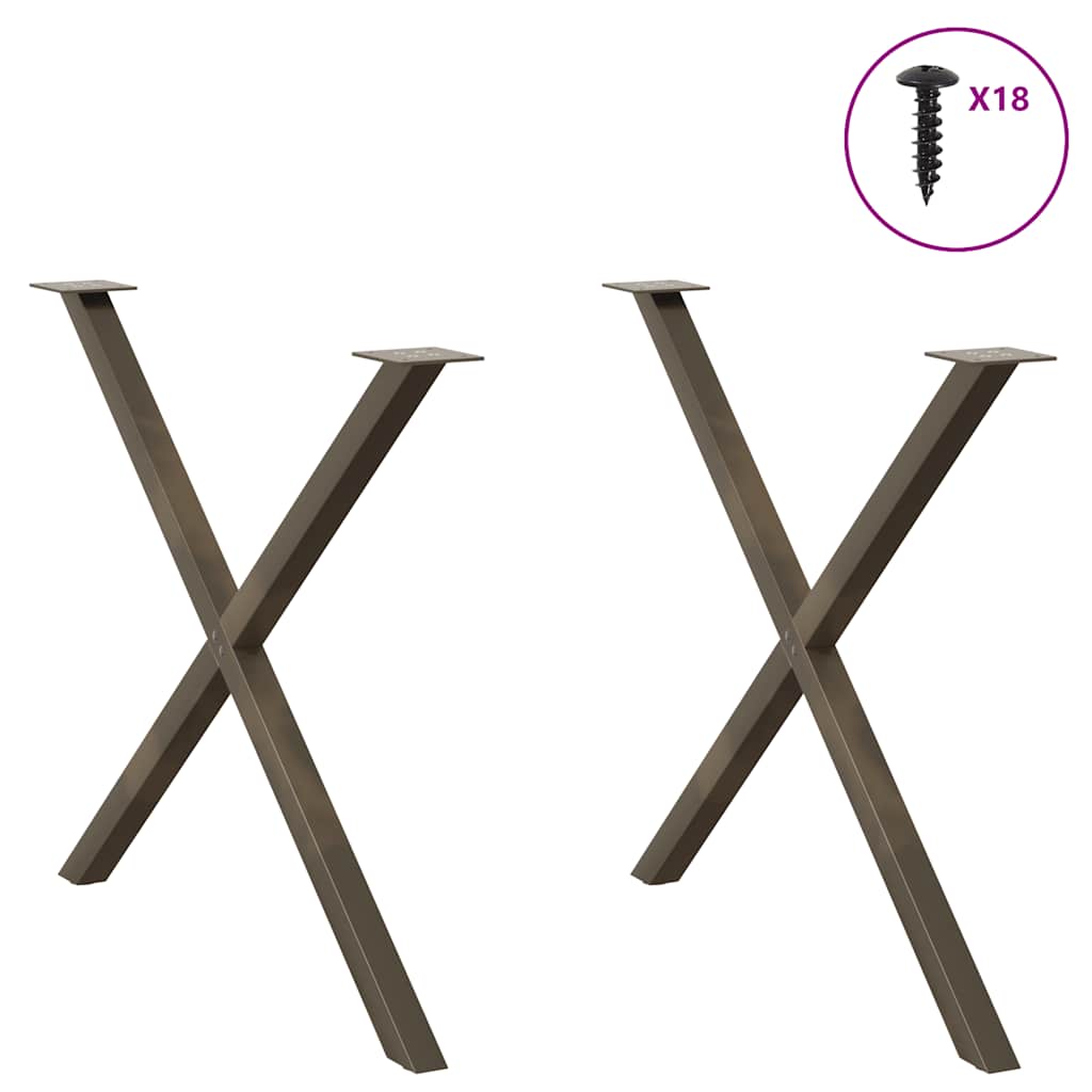 Dining Table Legs X-Shaped 2 pcs Natural Steel 90x(72-73) cm Steel