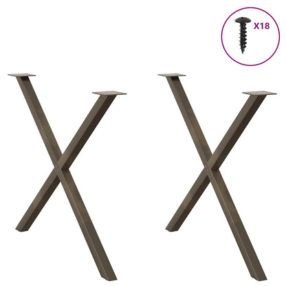 Dining Table Legs X-Shaped 2 pcs Natural Steel 90x(72-73) cm Steel